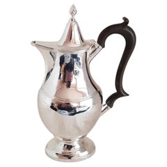 English Sterling Silver Baluster Coffee Pot with Ebonized Handle Chester 1904