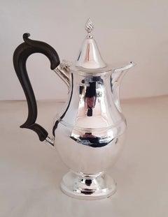 English Sterling Silver Baluster Coffee Pot with Ebonized Handle Chester 1904