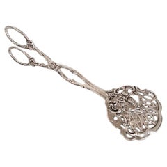 Antique 800 Silver Patisserie Serving Tongs, Early 20th Century