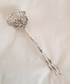 Antique 800 Silver Patisserie Serving Tongs, Early 20th Century