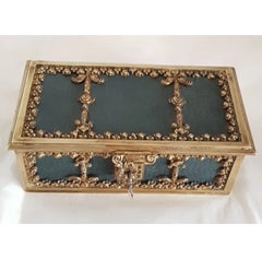 Antique 19th Century French Neoclassical Gilt Bronze Ormolu Jewellery Casket
