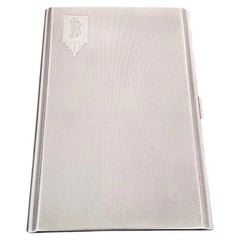 Art Deco Engine-Turned Silver Cigarette Case with Monogram, Birmingham 1932