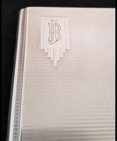 Art Deco Engine-Turned Silver Cigarette Case with Monogram, Birmingham 1932