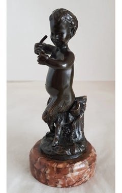 19th Century French Bronze Faun Satyr Figure After Clodion, c. 1880