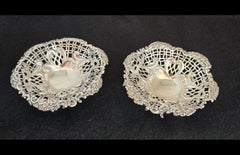 Antique Pair of William Comyns Victorian Sterling Silver Bon Bon Dishes, 1891