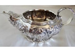 Antique George IV Sterling Silver Repoussé Griffin Crest Cream Jug, London 1823