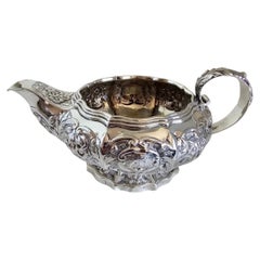 Antique George IV Sterling Silver Repoussé Griffin Crest Cream Jug, London 1823