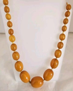 Antique Art Deco Graduated Amber-Colour Marbled Bead Necklace, circa 1930