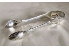 Antike viktorianische Zuckerschere aus Sterlingsilber mit Muschel- und Blumenmotiv von John Wilkie, 1849