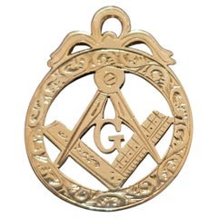 William Oakley Davis 9ct Rose Gold Masonic Fob Pendant, Birmingham 1908
