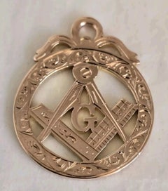William Oakley Davis 9ct Rose Gold Masonic Fob Pendant, Birmingham 1908
