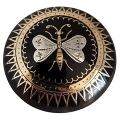 Victorian Faux Tortoiseshell Gold and Silver Piqué Butterfly Brooch, c. 1880