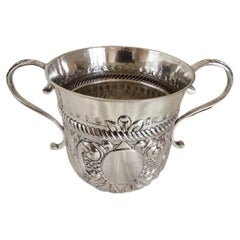 18th Century Queen Anne Britannia Silver Porringer with 1709 Half Crown, 1709