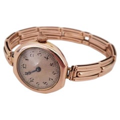 Rare Rolex 9ct Gold Art Deco Wristwatch & Bracelet, London 1920