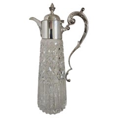 Weinkrug aus Sterlingsilber und geschliffenem Glas, Sheffield 1972