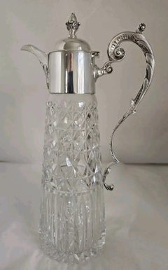 Weinkrug aus Sterlingsilber und geschliffenem Glas, Sheffield 1972