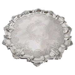 Antique Edwardian Sheffield Sterling Silver Salver, 1904
