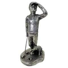 English Silver Golfer Sculpture