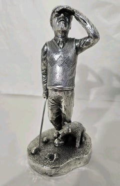 English Silver Golfer Sculpture