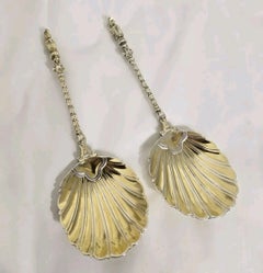 Antique Mappin & Webb Victorian Sterling Silver Serving Spoons, 1887
