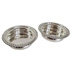 Antique Pair of Edwardian Sterling Silver Wine Glass Coasters, 1901