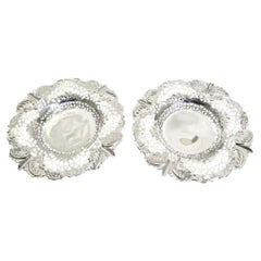 Antique Pair of Victorian Sterling Silver Bon Bon Dishes 1897