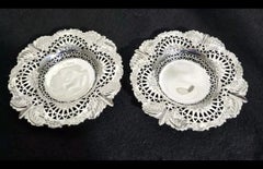 Antique Pair of Victorian Sterling Silver Bon Bon Dishes 1897
