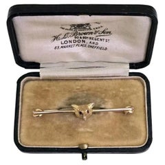 Antique George V Yellow Gold Novelty Fox Head Bar Brooch ca. 1910