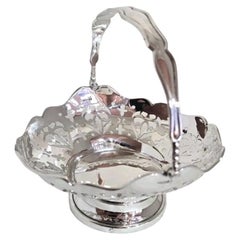Antique Early 20th Century Sterling Silver Swing Handle Basket 1913