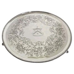 Antique Late 18th Century George III Sterling Silver Waiter, 1785