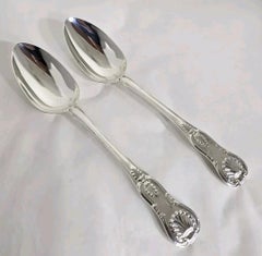 Antique William IV Century English Sterling Silver Serving Spoons 1832
