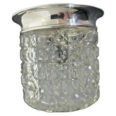 Antique Sterling Silver & Cut Glass Dressing Table Jar, 1918