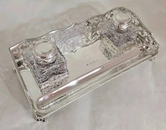 Barker Ellis Tintenfassständer aus Sterlingsilber, Birmingham 1992