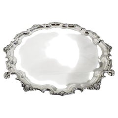 Adie Brothers Mid Century Sterling Silver Tray Salver, Birmingham 1947