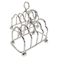 Harrison Brothers Sterling Silver Five-Bar Gothic Toast Racks, Sheffield 1918