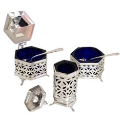 Antique Sterling Silver Three-Piece Cruet Set, Birmingham 1926