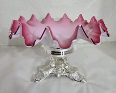 Hugh Crawshaw Sterling Silver & Glass Centrepiece Late 20th Century