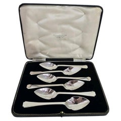 Art Deco Sterling Silver Dessert Fruit Spoons, Sheffield 1938