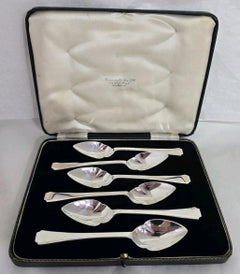 Art Deco Sterling Silver Dessert Fruit Spoons, Sheffield 1938