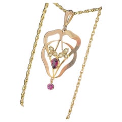 Antique Art Nouveau Gold Amethyst Openwork Pendant, Circa 1890