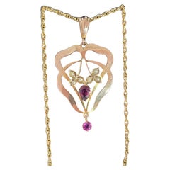 Antique Art Nouveau Gold Amethyst Openwork Pendant, Circa 1890