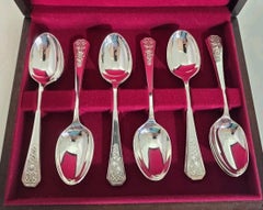 Sterling Silver Celtic Dessert Spoons by Atkin Brothers, 1939