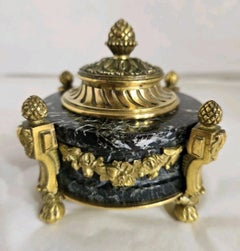 Antique 19th Century French Gilded Ormolu Inkwell Stand, Circa 1880