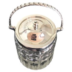 Antique George V Cut Glass Biscuit Barrel with Sterling Silver Mount