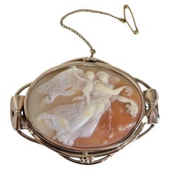 Antique Victorian Yellow Gold Oval Shell Cameo Brooch, Circa 1880