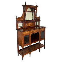 Victorian Rosewood Marquetry Mirror Back Sideboard, Circa 1880