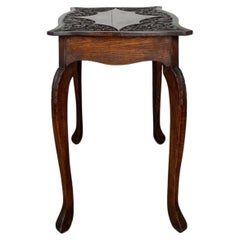 Edwardian Carved Oak Side Table with Floral Relief Decoration, c.1910