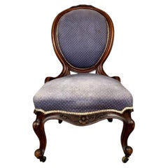 Victorian Mahogany Spoon Back Nursing Chair with Carved Cabriole Legs, c.1850