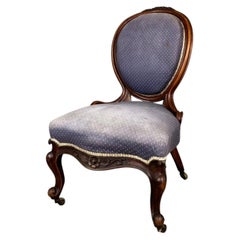 Victorian Mahogany Spoon Back Nursing Chair with Carved Cabriole Legs, c.1850