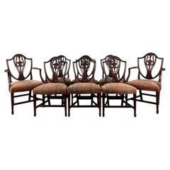 Set of Eight Georgian Mahogany Shield Back Dining Chairs with Carvers, c.1820